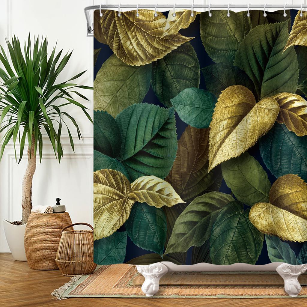 Spring Shower Curtain Green Leaf Floral Curtains For Bathroom Vines Butterfly Baththb Waterproof Polyester Bathroom Curtain