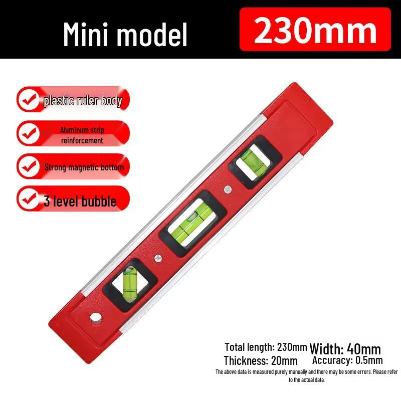 High Precision Mini Spirit Level with Strong Magnet, Multifunctional Aluminum Alloy Ruler