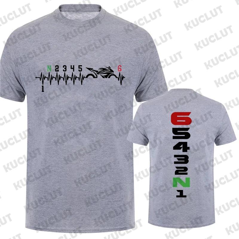 Vintage T-Shirts for Men Manual-Transmission 1N23456 Motorcycle Gear Shift Heartbeat Biker Print Top Tee Street T-Shirt Clothing