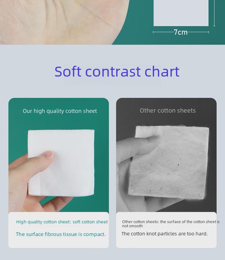 Extra-Thick Absorbent Pure Cotton Makeup Removal Pads - No-Shedding, Semi-Permanent Tattoo Safe