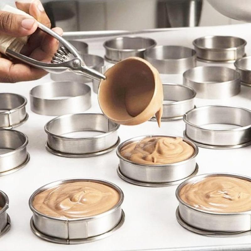 2pcs Stainless Steel Double Rolled Baking Circle Tart Ring Fruit Pie Cake Cookie Molds for Kitchen Biscuit Pastry