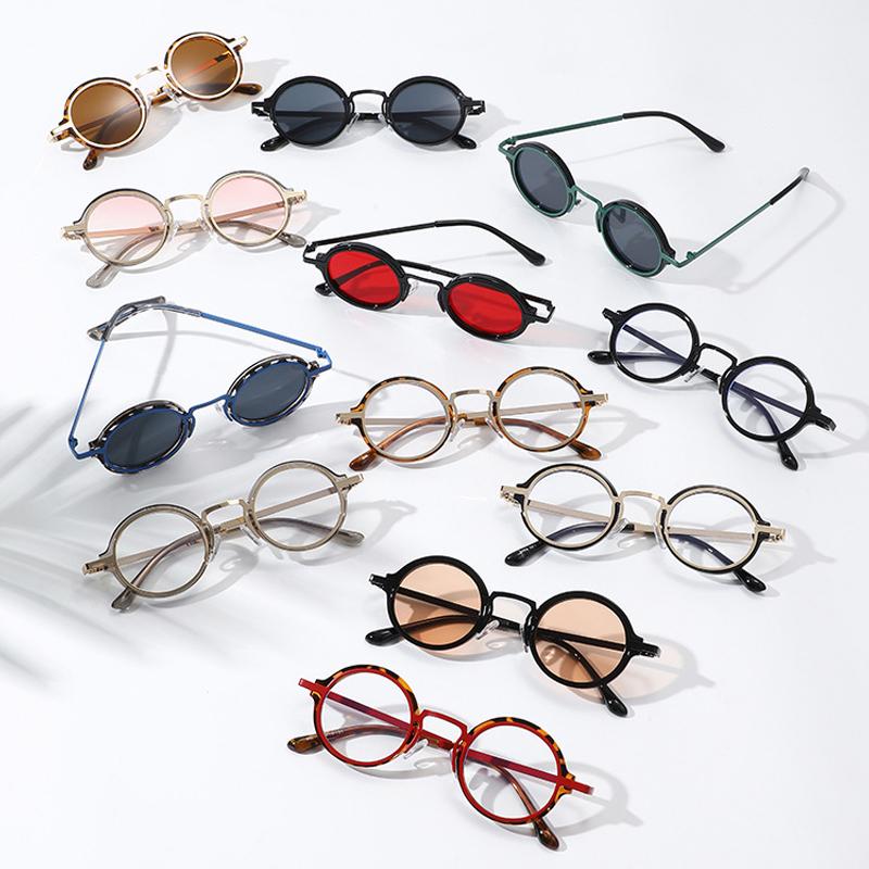 New Retro Round Punk Women Sunglasses Fashion Gradient Leopard Tea Shades UV400 Men Sun Glasses