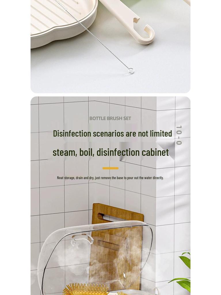 Tragbares Silikon-Babyflaschen- und Sauger-Reinigungsbürsten-Set