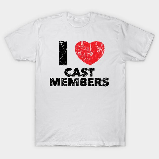 

Men Black Print T-shirt I Love Cast Members No-Cut Transfer Paper Print Cotton Tshirt L белый