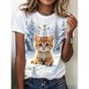 Women's summer casual O-neck short-sleeved T-shirt, with fashionable 3D print, suitable for outings or at home