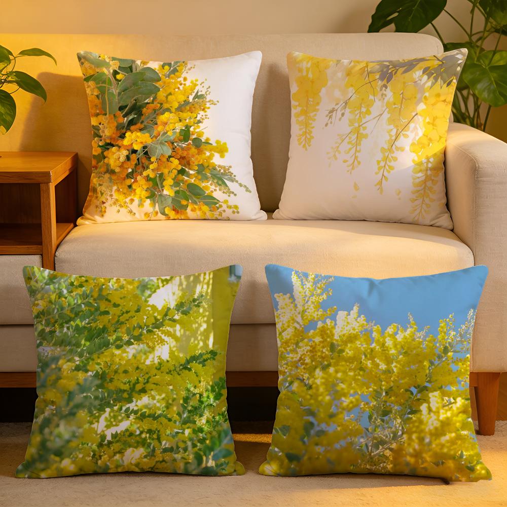 Cushion Cover Linen SkinFriendly Soft Decorative Case For Sofa Home Decor Fashion Acacia Pillow Cover