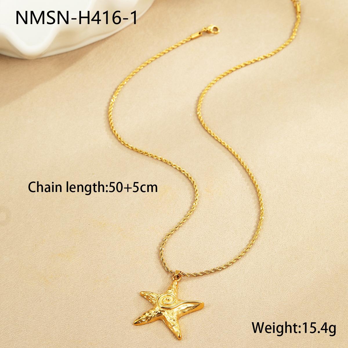 GEMCHIC Women s Stainless Steel Ocean Starfish Hammered Texture Chain Earring and Necklace Set