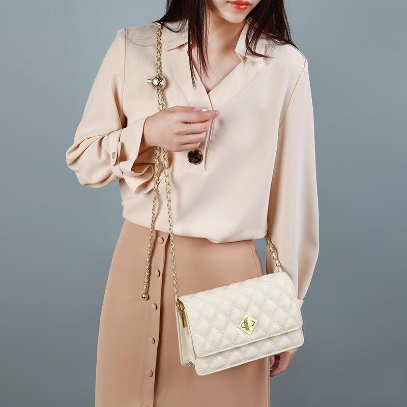 Bag Women's New Rhombus Small Gold Ball Chain Bag Shoulder Bag Fashion Versatile Messenger Bag