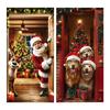 2D Winter Holiday Party Background Christmas Door Wrap Christmas Door Decorations Covers For Indoor Outdoor Home Kitchen Party