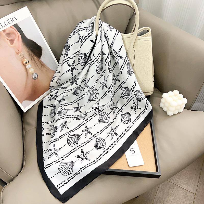 Spring fashion new silk scarf square scarf neck soft silky smooth imitation silk small scarf women's versatile decorative headscarf