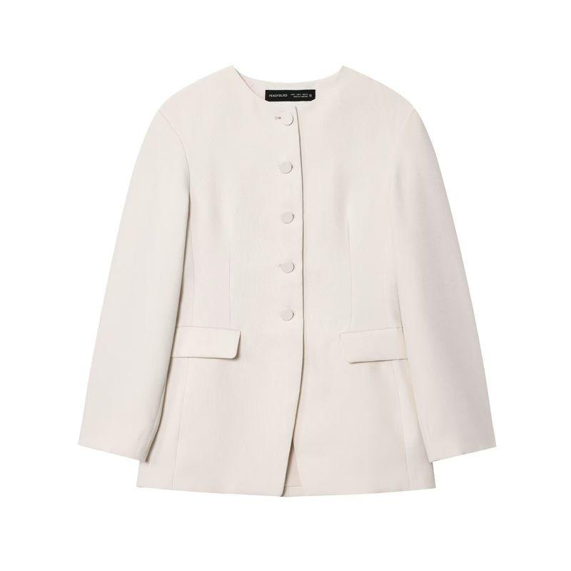 Kaslead New Women clothes Western Style Fashion Simple and Versatile Collarless Blazers 1290948