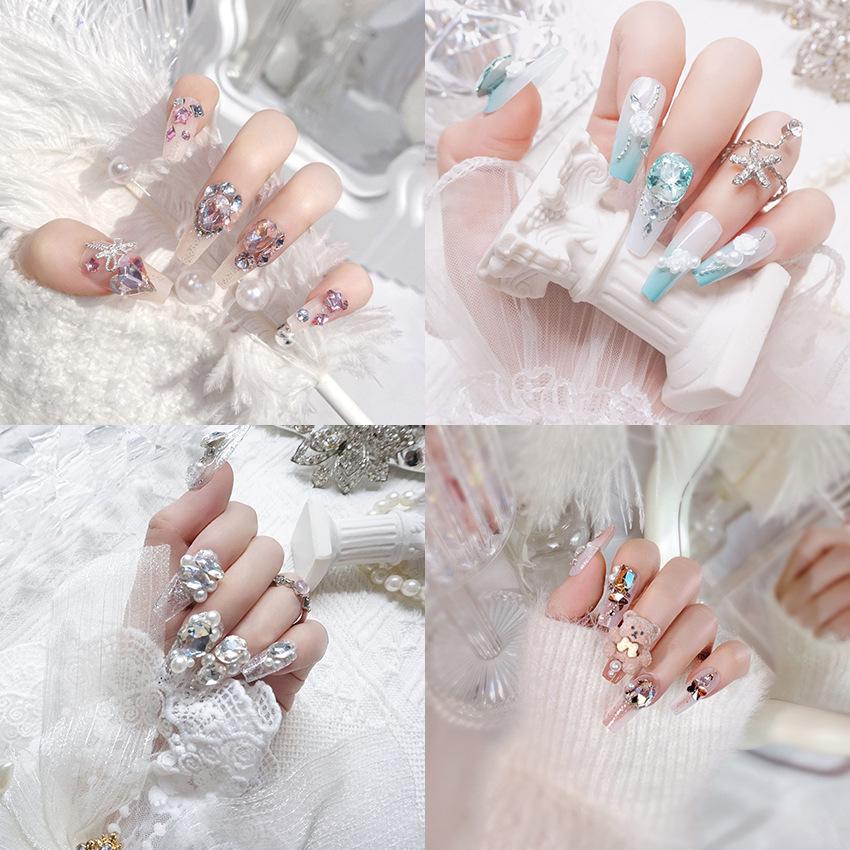 Premium Long Sparkle Handmade Faux Nails - Brightening Nail Art Stickers