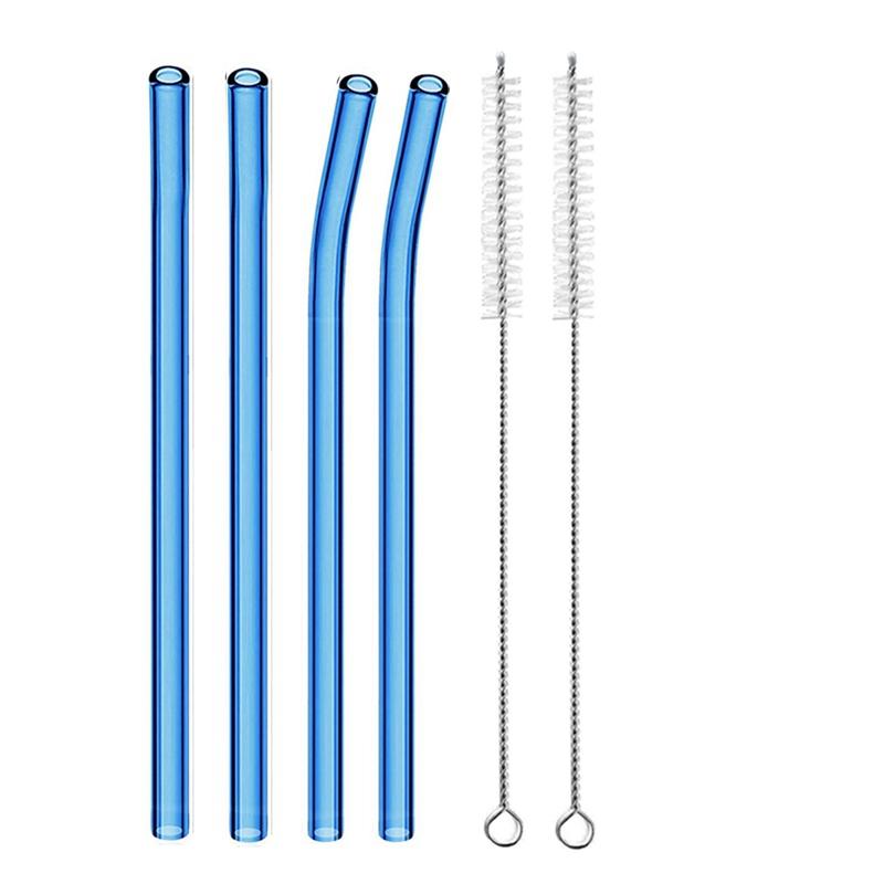4 szt. 20 cm Szklane Słomki do Picia Wielokrotnego Użytku Kolorowe Szklane Słomki do Napojów Sok Ekologiczne Słomki Koktajlowe Barowe Naczynia do Picia