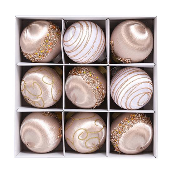 9 Pcs 3.15 Inch Christmas Ball Ornaments Glitter Sequin Xmas Hanging Foam Ball Decorations for Wedding Party Holiday Home Office Decor