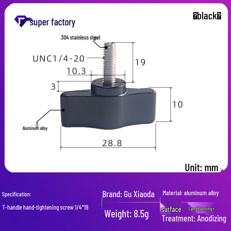 304 Stainless Steel M4 T-Handle Knob Screw with Aluminum Alloy and Slotted Hand-Tightening Design