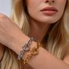 Chunky Heart Bracelet Stainless Steel Thick Rolo Link Chain Heart Carabiner Lock Non-Tarnish Jewelry for Women