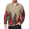 Men's Loose Casual 1/4 Zip Sweatshirt Fashion Printed Long Sleeve Top With Pockets