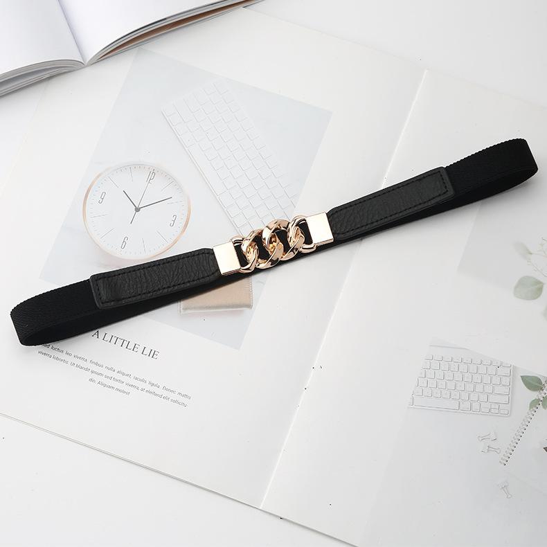 Elastisk Elastisk Enkelt Tynt Belte Damekjole Genser Blazer Midjeforsegling Svart