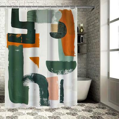 Grünes und Weißes Duschvorhang-Set Dekor Badezimmer Moderne Kunst Druck Duschvorhänge für Heimdekoration Wasserdichter Stoff Bad Li