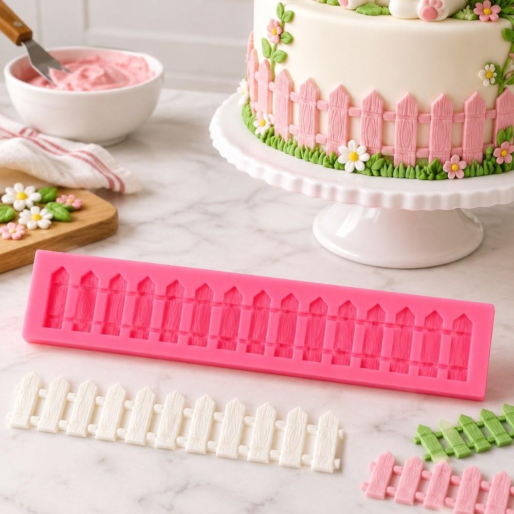 2pcs Non-Stick Surface Fondant Mold DIY Crafting Picket Fence Mold Silicone Cake Mold Baking