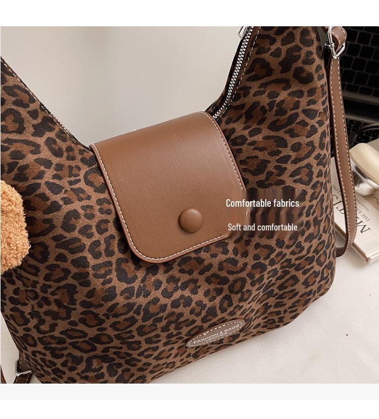 Leopard Print Large Capacity Crossbody & Shoulder Bag for Women - 2025 Leather Suede Tote