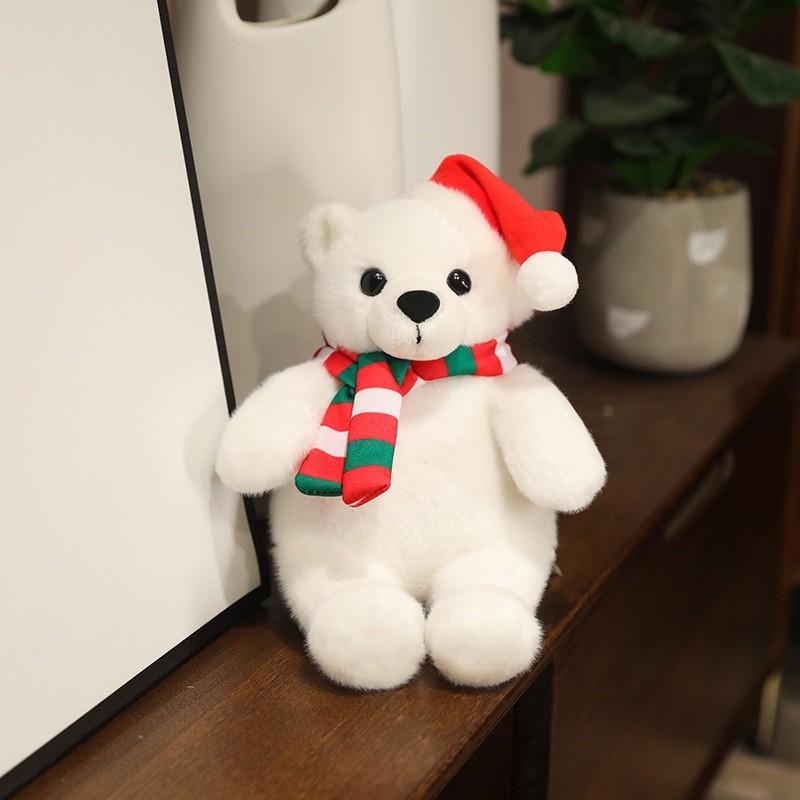 Plush Toy Christmas Polar Bear Penguin Doll Santa Claus Stuffed Animal Decor