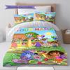 Name Custom Explorer Dora Pattern Bedding Set Quilt Cover Pillowcase Home Decor Gift (1 * Duvet Cover + 2 * Pillowcase, Without Core)