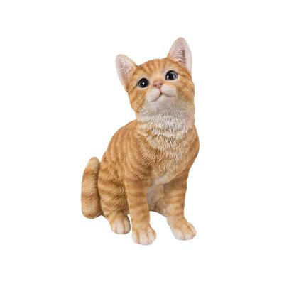 Ubia Brown Tabby Cat Sitting Facing Right, 18.5 X 13.8 X 25cm, Figurine, Ornament, Animal, Garden Decoration, Cat, H16855-1