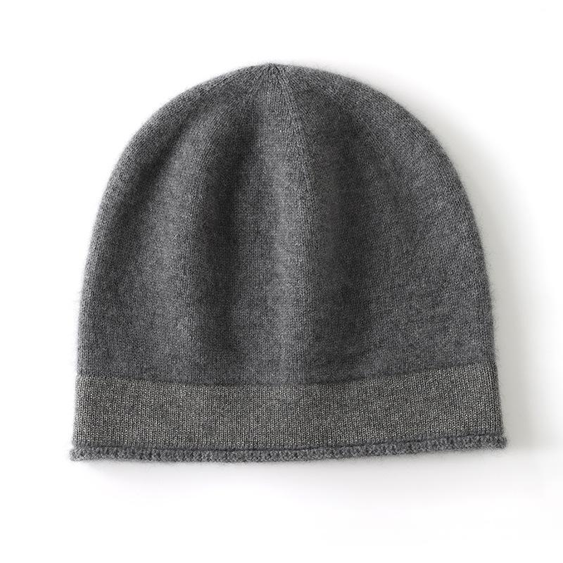 Cappello in Cashmere Autunno Inverno Nuovo Unisex di Alta Gamma Tinta Unita Lavorato a Maglia per Esterno Caldo e alla Moda con Filo d'Oro