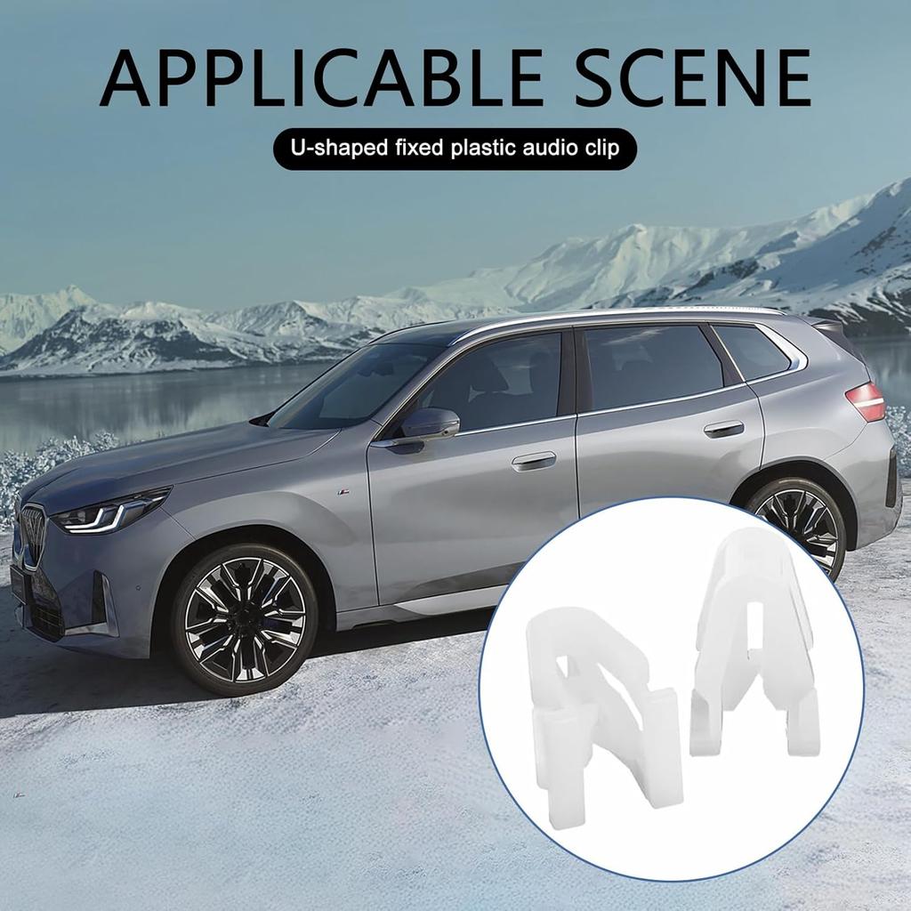 20 PCS Universal Car Fastener Clips, Nylon Elasticity Center Console Clips, Radio DVD Dash Panel Clips, White, Plastic, U-Shape, Flat or Round Head,