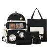 School bag backpack female primary school students cute school bag five-piece set high value large capacity junior high school leisure backpack