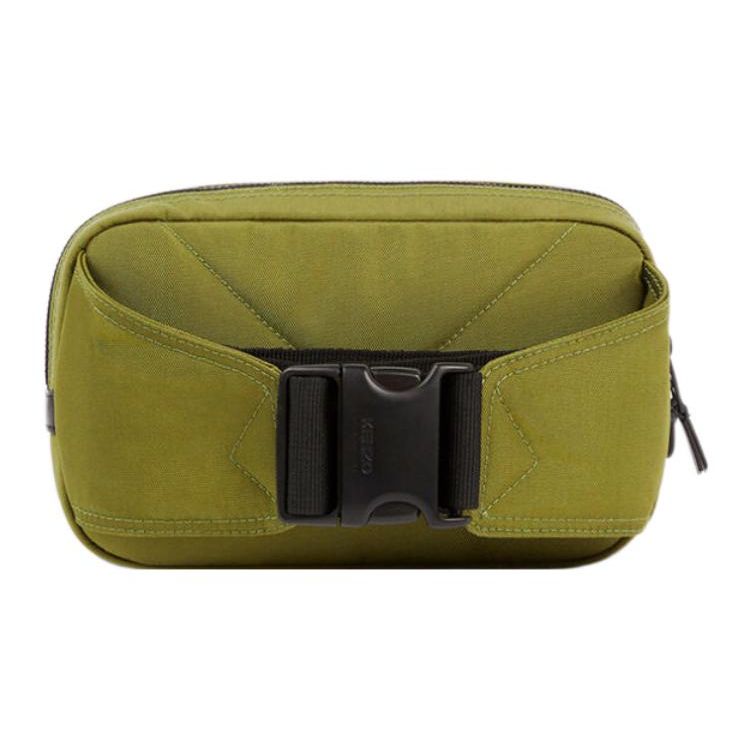 Kenzo Floral Patch Letter Logo Print Nylon Shoulder Crossbody Waist Bag Men bags Khaki FD55SA467F2650