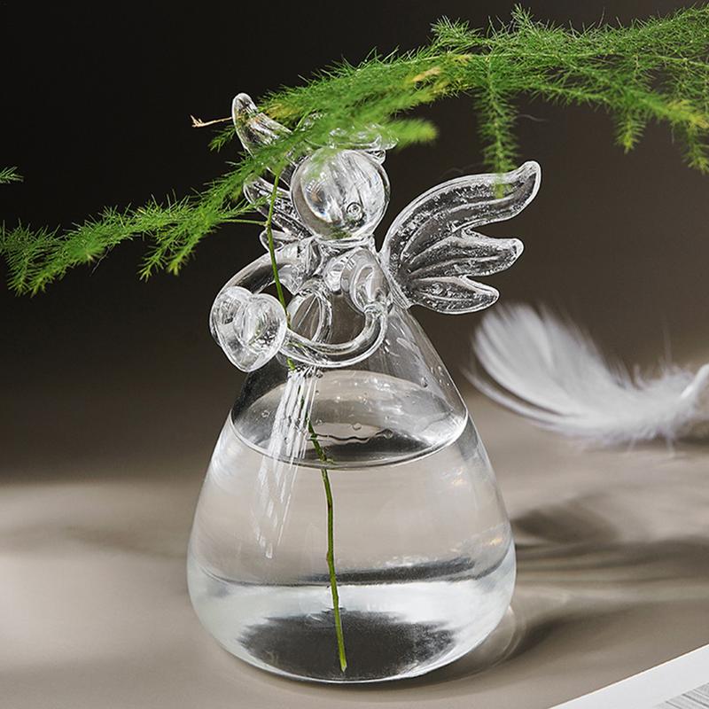 Clear Glass Vases Garden Mini Angel Planter Flower Plant Terrarium Container Wedding Garden Ornaments Vase