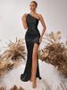 European & American Fashion Ruched One-Shoulder Bodycon Slit Evening Dress – Sexy Goddess Style