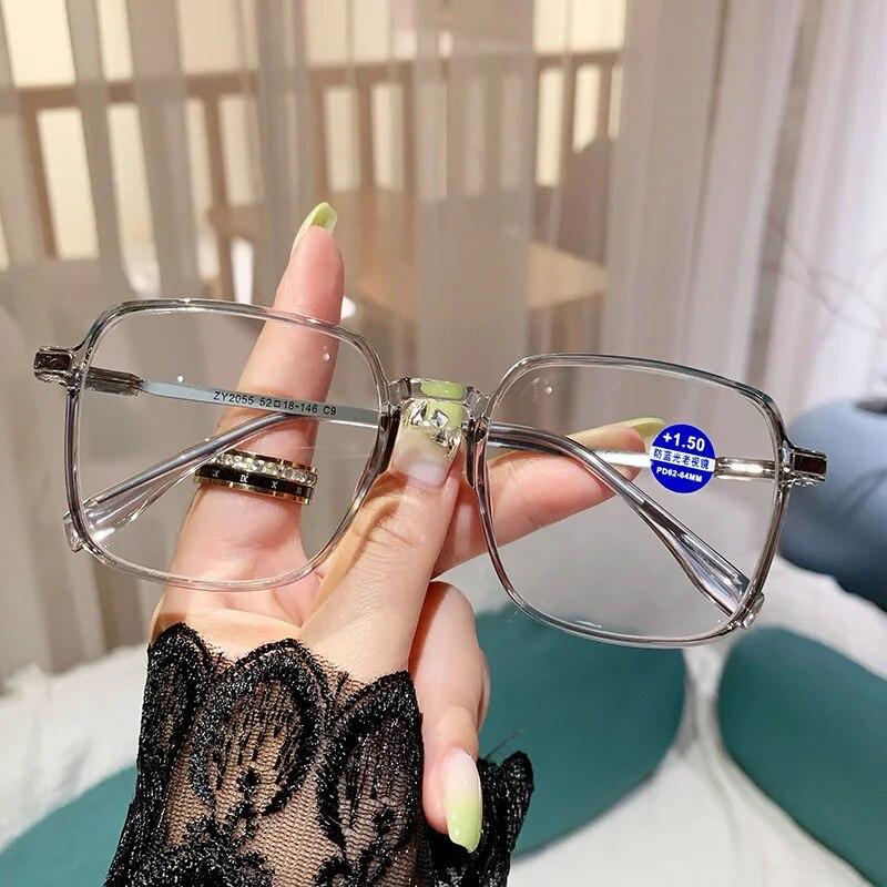 Große Übergroße Neue Trend Lesebrille Klassische Anti-blau Licht Presbyopie Brillen Männer Frauen Weitsichtige Brillen Grad + 4,0