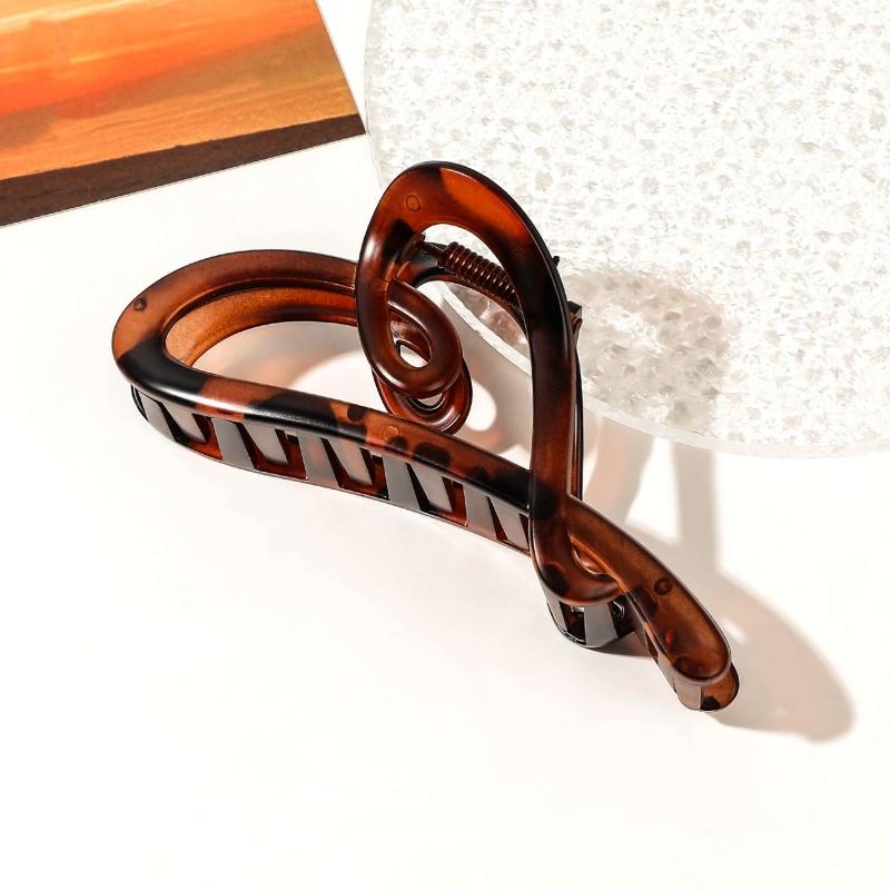 Elegant Large Cross Heart PC Hair Claw Clips Women Hair Accessories Vintage Amber Black Geometric Catch Crab Clamp Headwear New