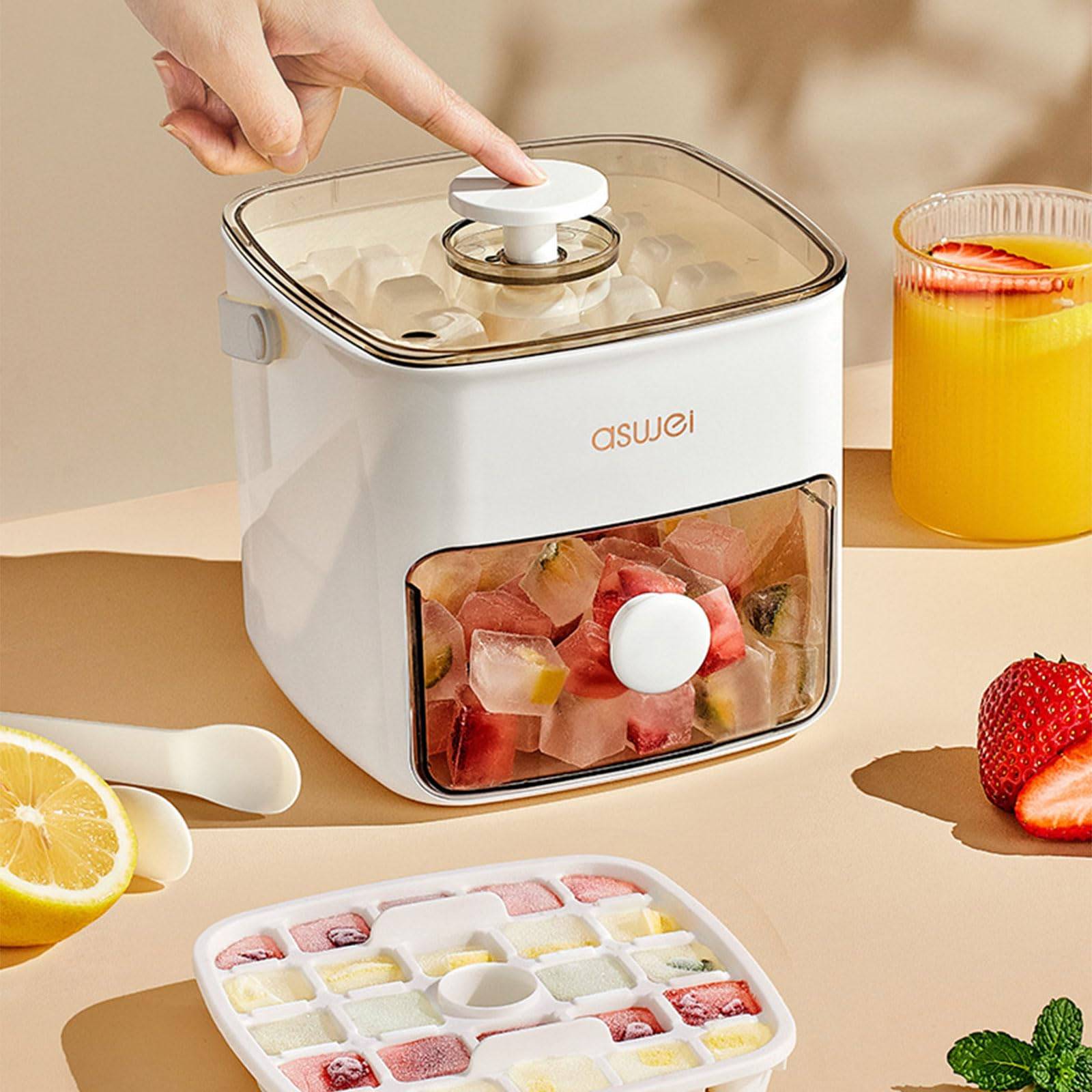 Large 48-grid Ice Cube Machine with Easy-to-slip Double-layer Design - Food-grade Plastic Storage Tray