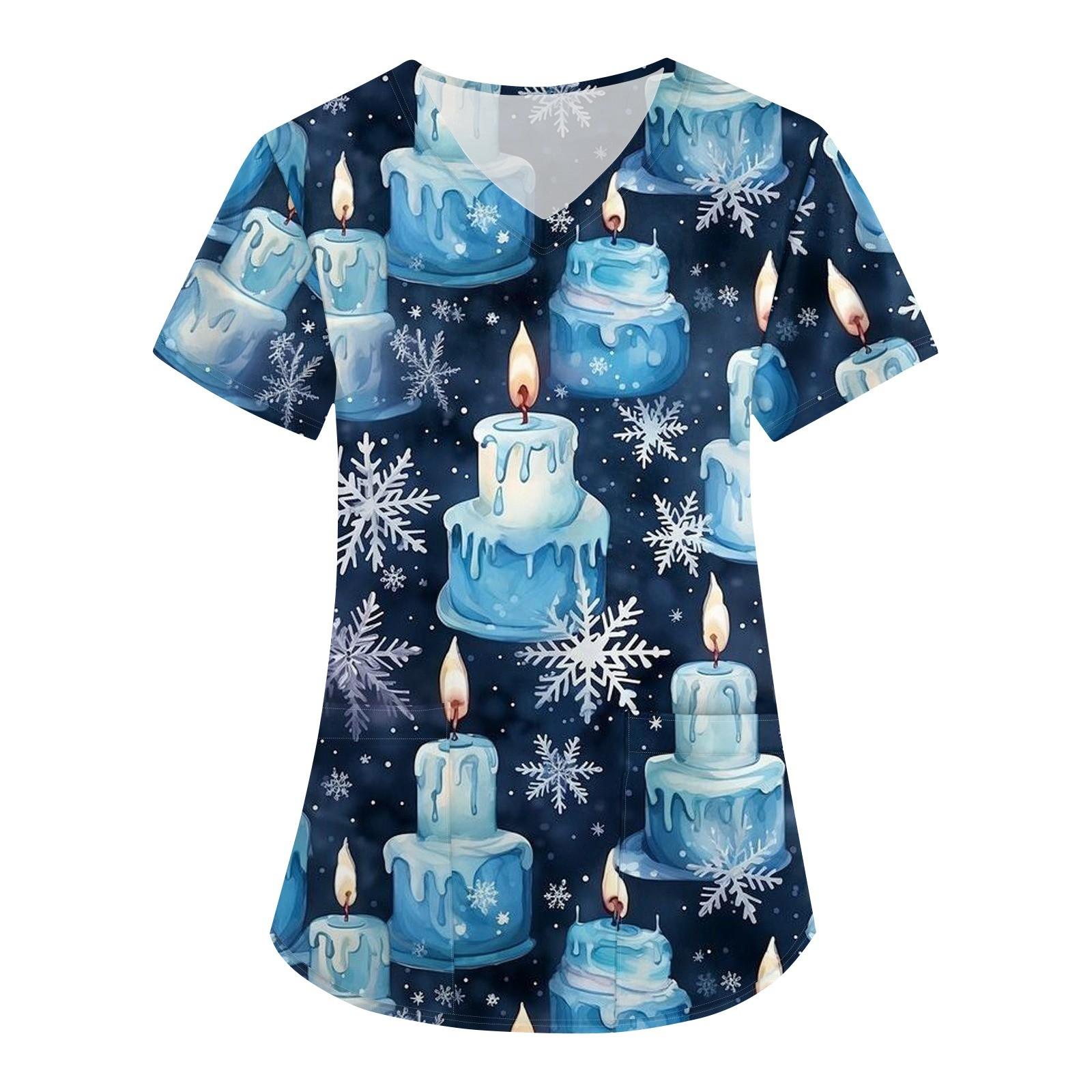 

Женская униформа с принтом на Хэллоуин, рабочая форма с v-образным вырезом и карманом, защитная рабочая форма XXXXXL