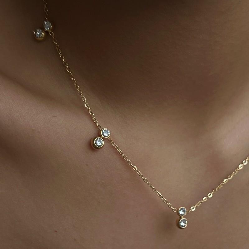 Ensemble collier pendentif goutte plaqué or 18 carats vintage micro-pavé zirconium Set Femmes Hommes Style Doux Punk Bijoux Inspirés de Fruits