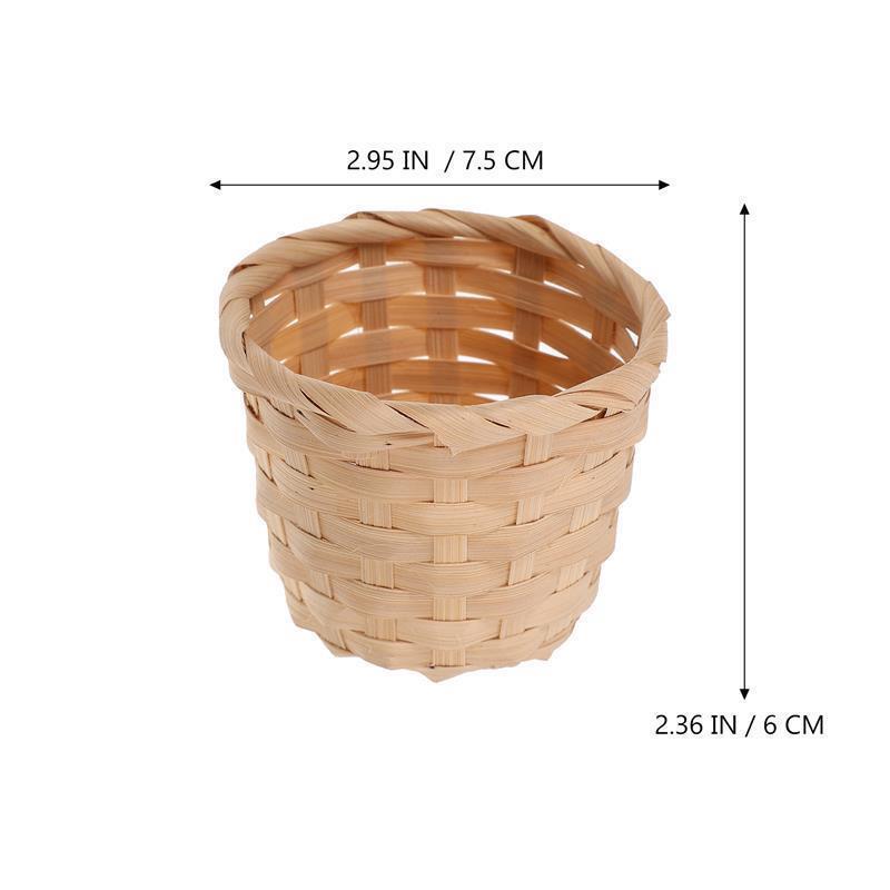 10pcs Rural Woven Baskets Fruit Arrangement Baskets Portable Storage Idyllic Exquisite Bamboo Mini Desktop Storage Baskets Decor