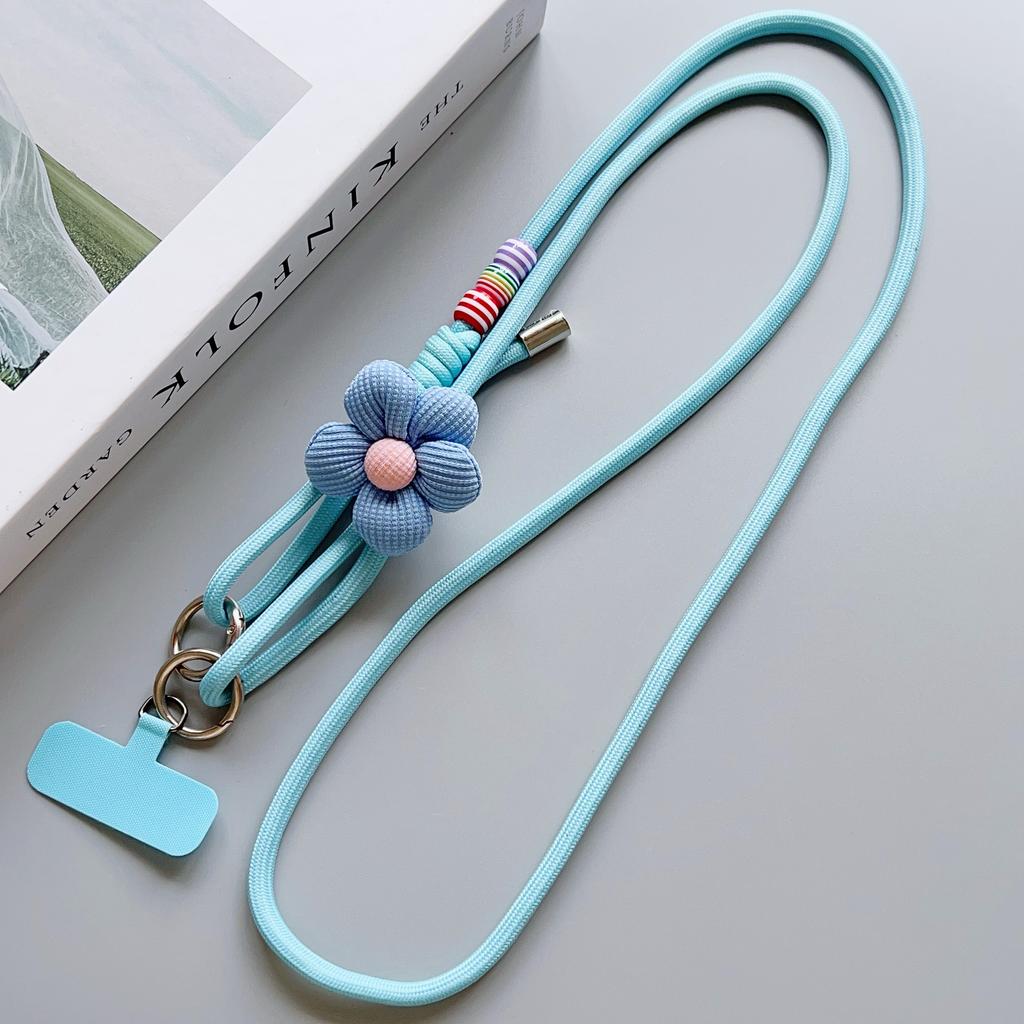 Fashionable Flower Double-Sided Adjustable Mobile Phone Universal Lanyard, Diagonal Long Lanyard Anti-Loss Hanging Piece