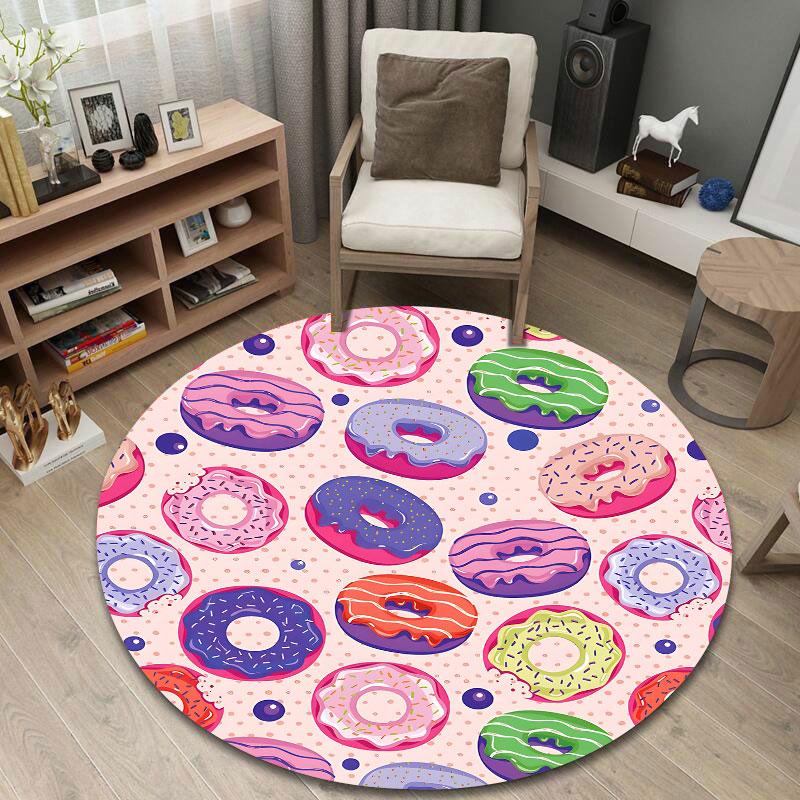Decorative Round Cat Multicolor Rug Pad, Non-Slip Floor Mat for Entryway
