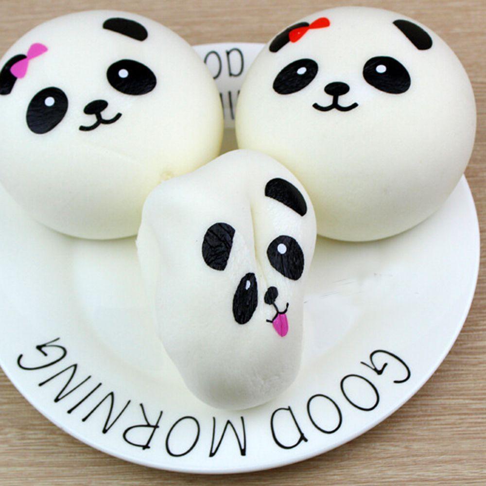 Relieves Ball Simulation Stress PU Toys Straps Kawaii Cartoon Panda Squeeze Toys Silicone