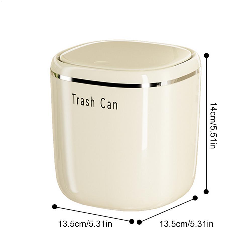 2.6L Small Desktop Trash Can With Lid Press Type Mini Desk Trash Can Mini Waste Bin Basket Makeup Tabletop Trash Can Storage Bin