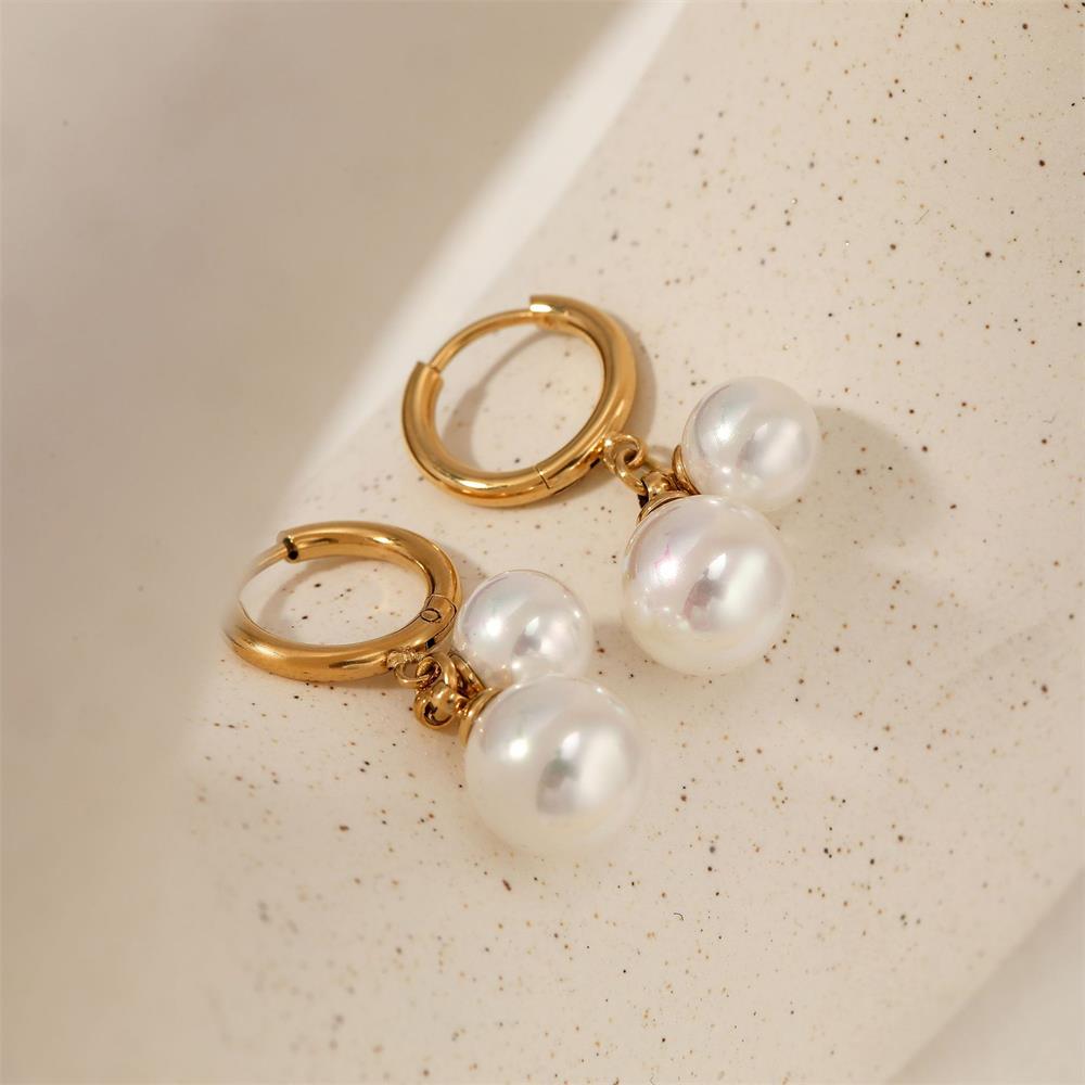 Elegant Temperament Double Round Imitation Pearl Hoop Earrings for Women Thin Circle Huggies Ear Ring Fashion Jewelry 2025 Aros