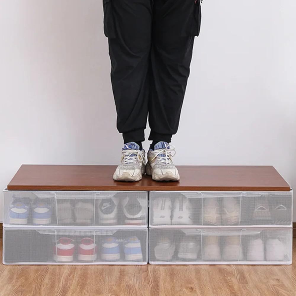 Steel Frame Shoes Sorting Box PVC Folding Shoe Rack Large Capacity Shoe Organier Box