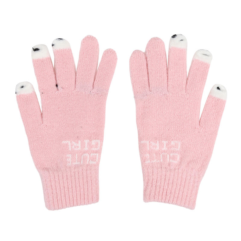 Winter Knitted Gloves Cute Thicken Warm Outdoor Touch Screen Leaky Finger Cold Proof Comfortable Cycling Gloves 1/2/3/4/5 Pairs