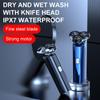 USB-Rechargeable Men's Washable Electric Razor with Intelligent Floating Three-Blade System