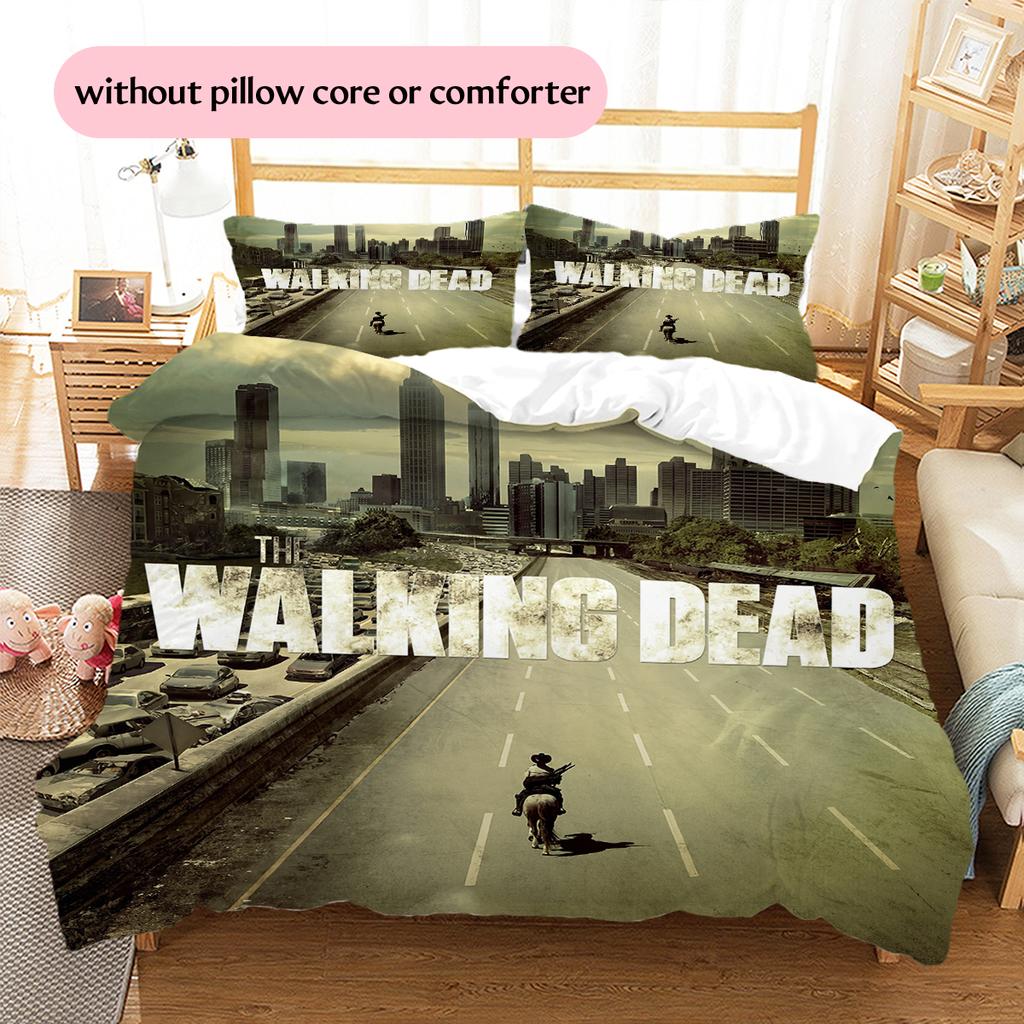 Povlečení s motivem The Walking Dead Domácí dekorace Narozeninový dárek (1 * povlak na peřinu + 2 * povlak na polštář, bez jádra)
