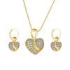 Versatile Set di Gioielli in Tre Pezzi: Collana e Orecchini Multicolor con Design a Goccia d'Acqua di Cristallo con Diamanti.